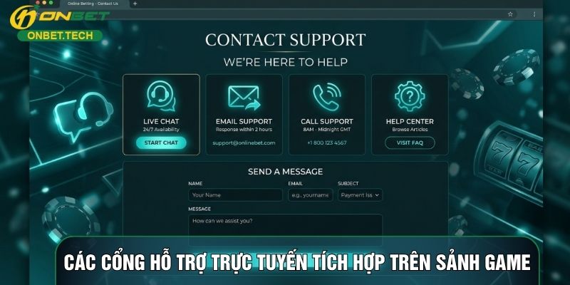 Các cổng hỗ trợ trực tuyến tích hợp trên sảnh game Các cổng hỗ trợ trực tuyến tích hợp trên sảnh game