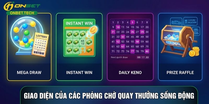 Giao diện của các phòng chờ quay thưởng sống động Giao diện của các phòng chờ quay thưởng sống động