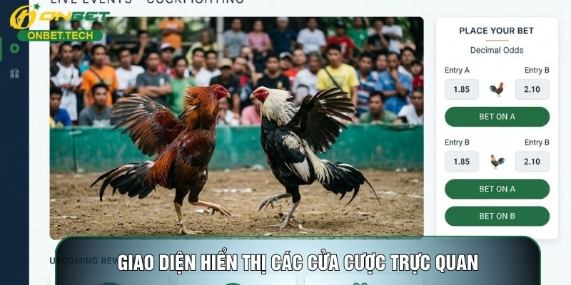 Giao diện hiển thị các cửa cược trực quan