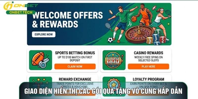 Giao diện hiển thị các gói quà tặng vô cùng hấp dẫn Giao diện hiển thị các gói quà tặng vô cùng hấp dẫn