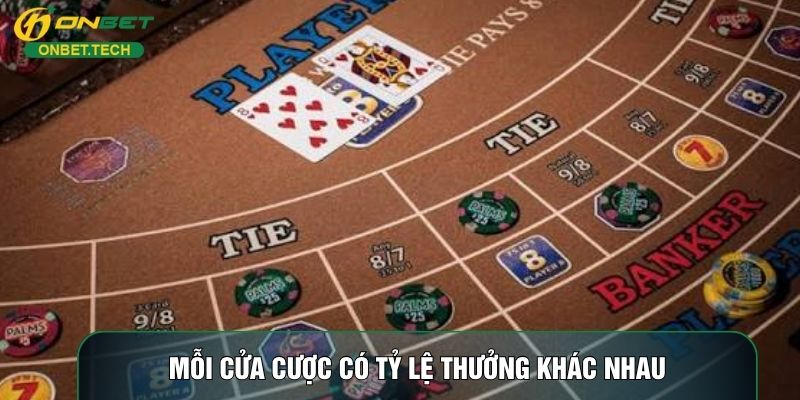 Mỗi cửa cược có tỷ lệ thưởng khác nhau Mỗi cửa cược có tỷ lệ thưởng khác nhau